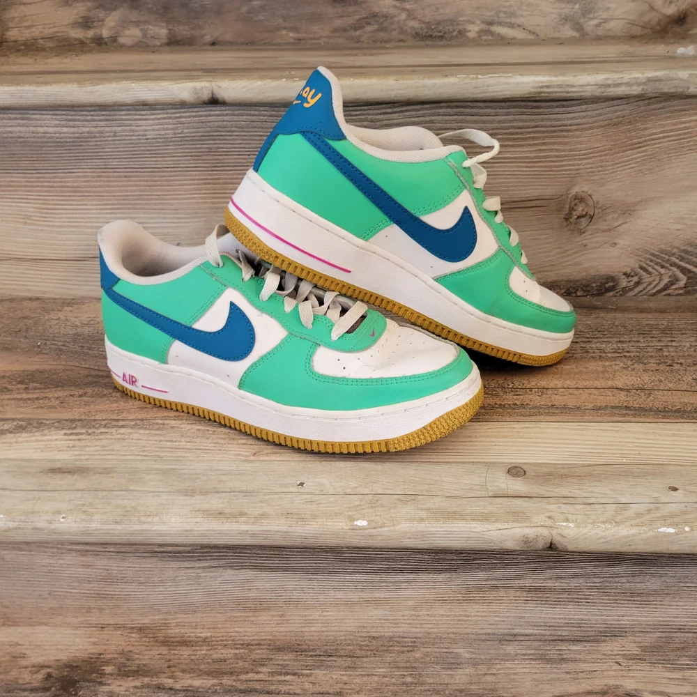 Nike Air Force 1 Green & Blue Low Top Sneakers